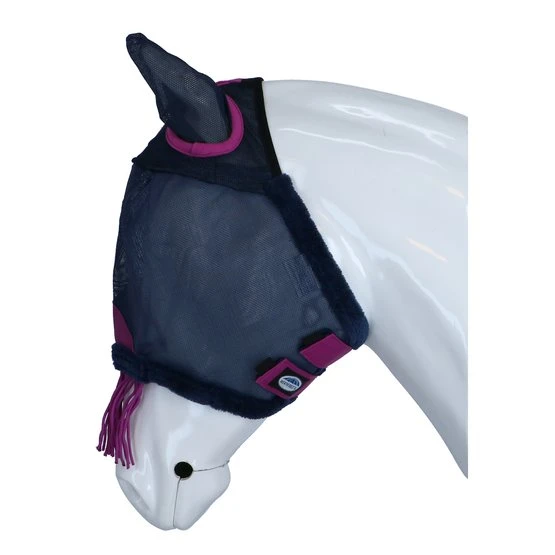 Weatherbeeta Fliegenmaske Comfitec Deluxe Durable Mesh Mit Ohren Und Fransen Navy/Lila 5 Weatherbeeta Fliegenmaske Comfitec Deluxe Durable Mesh Mit Ohren Und Fransen Navy/Lila – Bild 3